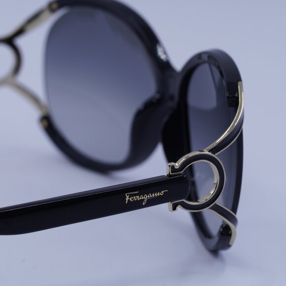 Salvatore Ferragamo SF600S 001 Sunglasses Black Oval Frame, Grey Lenses - Picture 10 of 11